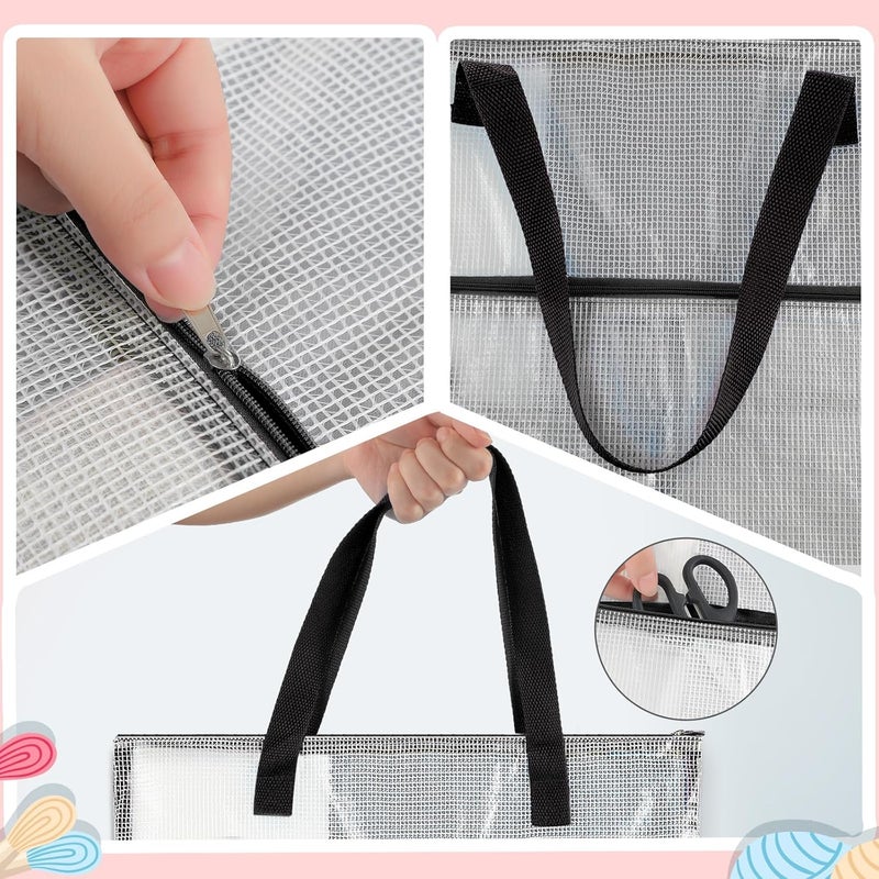 Cosblank 16.1x16.1inch Sew Project Bag Jumbo Needlepoint Project Bag for Sewing Quilting Craft Organizer Storage Portable Vinyl Mesh Zipper Pouch with Handle for Quilter Crafter Art Stitching(Black) - Image 3